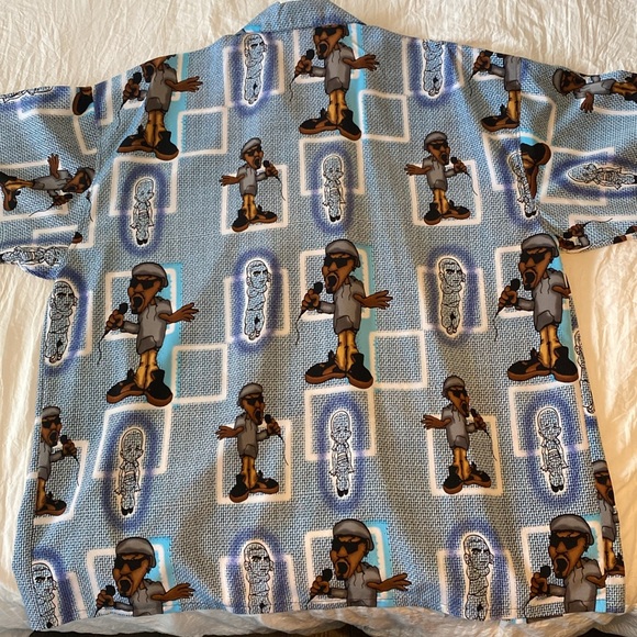 Seals 3XL Blue Hip Hop DJ Mic Night Button Down Short Sleeved Shirt - Picture 2 of 5